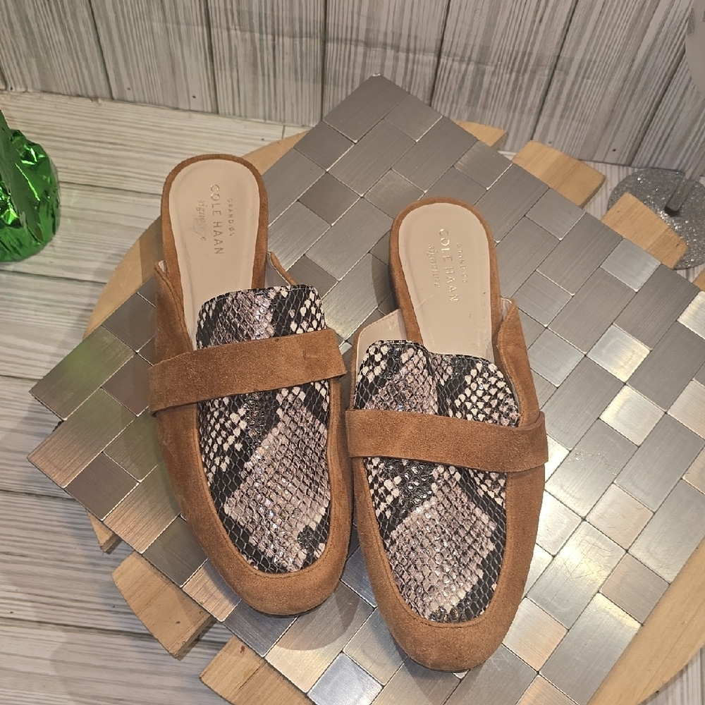 Cole Haan Brown and Snake Print Loafers - Picture 6 of 9